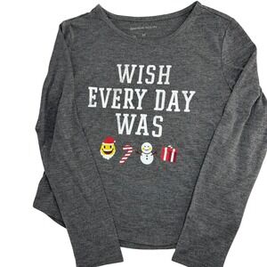 Grayson Social Kids Gray Long Sleeve Wish Every Day Was Christmas Shirt Size M